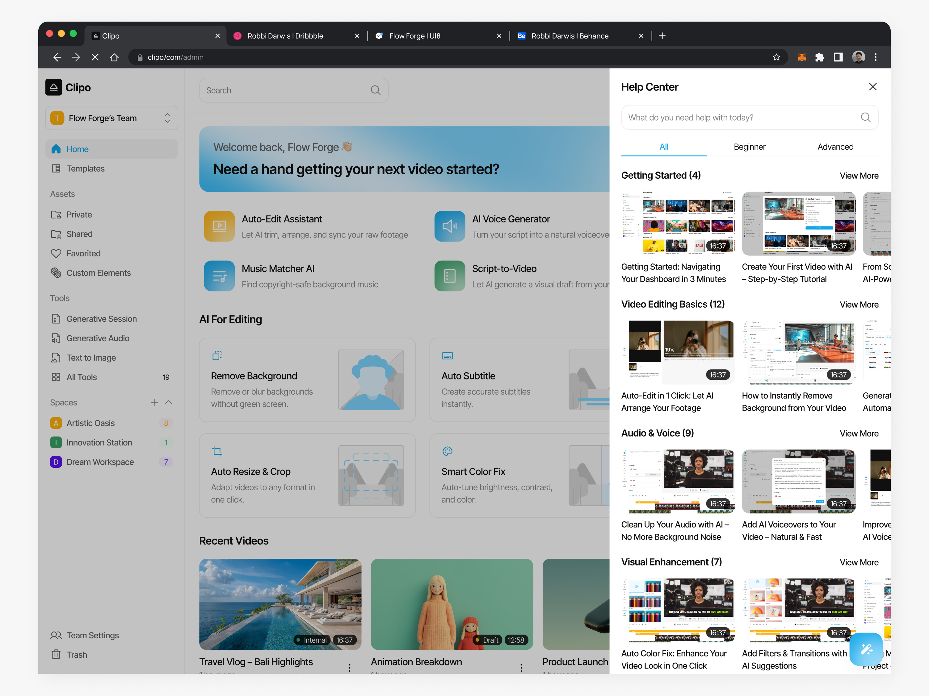 Example of Ai For Video Editor App (UI/UX Design)
