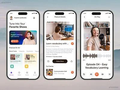 Podcast AppShot 2025 animation app app concept app design app design inspiration best app design dailyui figmadesign languagelearning mobileui podcast podcastapp startup app uiinspiration uitrends uxuidesign