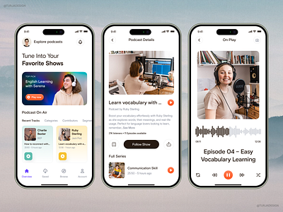 Podcast AppShot 2025 animation app app concept app design app design inspiration best app design dailyui figmadesign languagelearning mobileui podcast podcastapp startup app uiinspiration uitrends uxuidesign