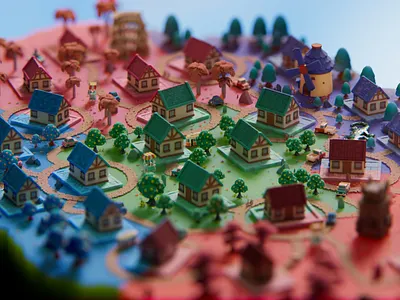 Velux Project 3d arnold artwork board game city design digital 3d graphic design lighting maya nuke photoshop props stylized tiny world toy