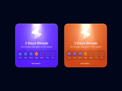 Streak Progress Card Exploration app design card design card ui design clean ui daily streak educational app learning app deign minimal product design progress card streak streak ui design ui ui card ui design