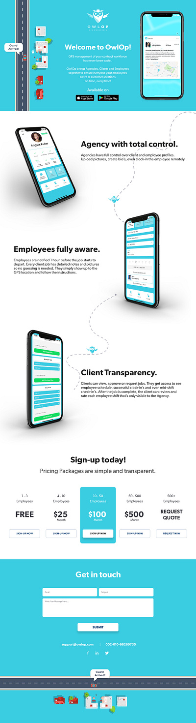 OwlOP GPS Workforce Management - Website design gps graphic design guard kreatekar management owl security task management ui uxui website website design