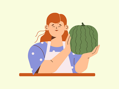 Girl with watermelon branding graphic design illustration people vector