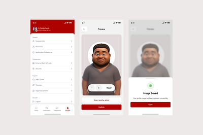 Profile Page 3d andriod app cartoon figma graphic design image ios lightmode mobile picture profile red settings ui ux