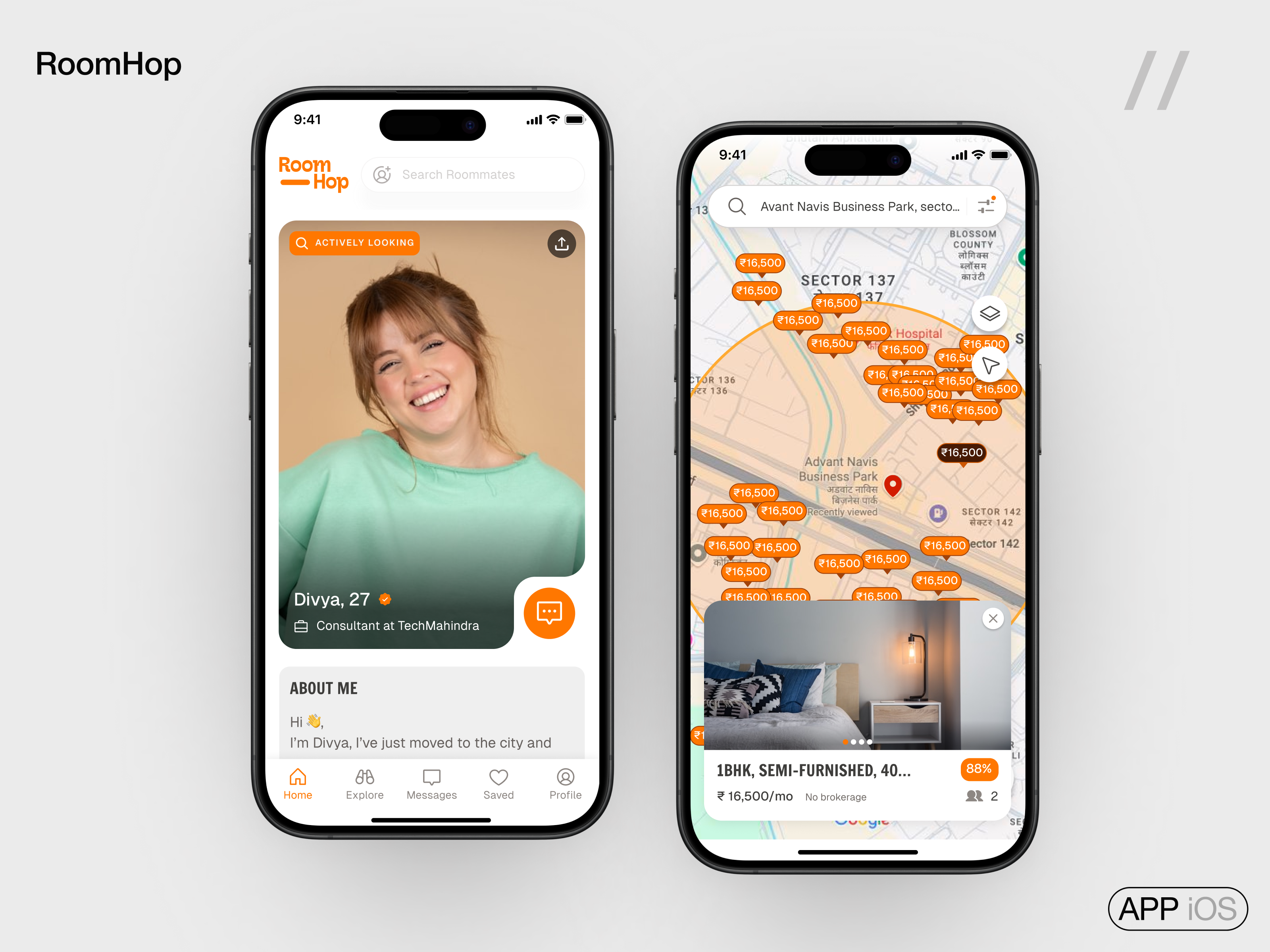 Roommate Finder Mobile iOS App app branding design finder finder app mobile mobile app room room mate room mate finder ui ui design ux