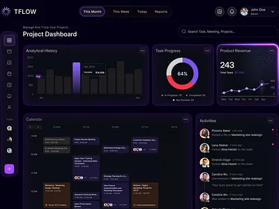 Project Management Dashboard dashboard modern design project management ui uiux ux website