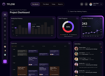 Project Management Dashboard dashboard modern design project management ui uiux ux website