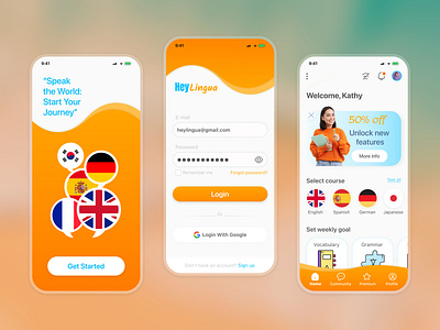 Language Learning App UI Design app branding design language learning app logo product design ui ui design ux ux design