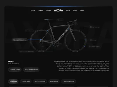 AXORA - Ride Your Pride app bicycle bike black blue branding darkmode design exploration graphic design illustration logo map ride riding sport store location transportation ui ux