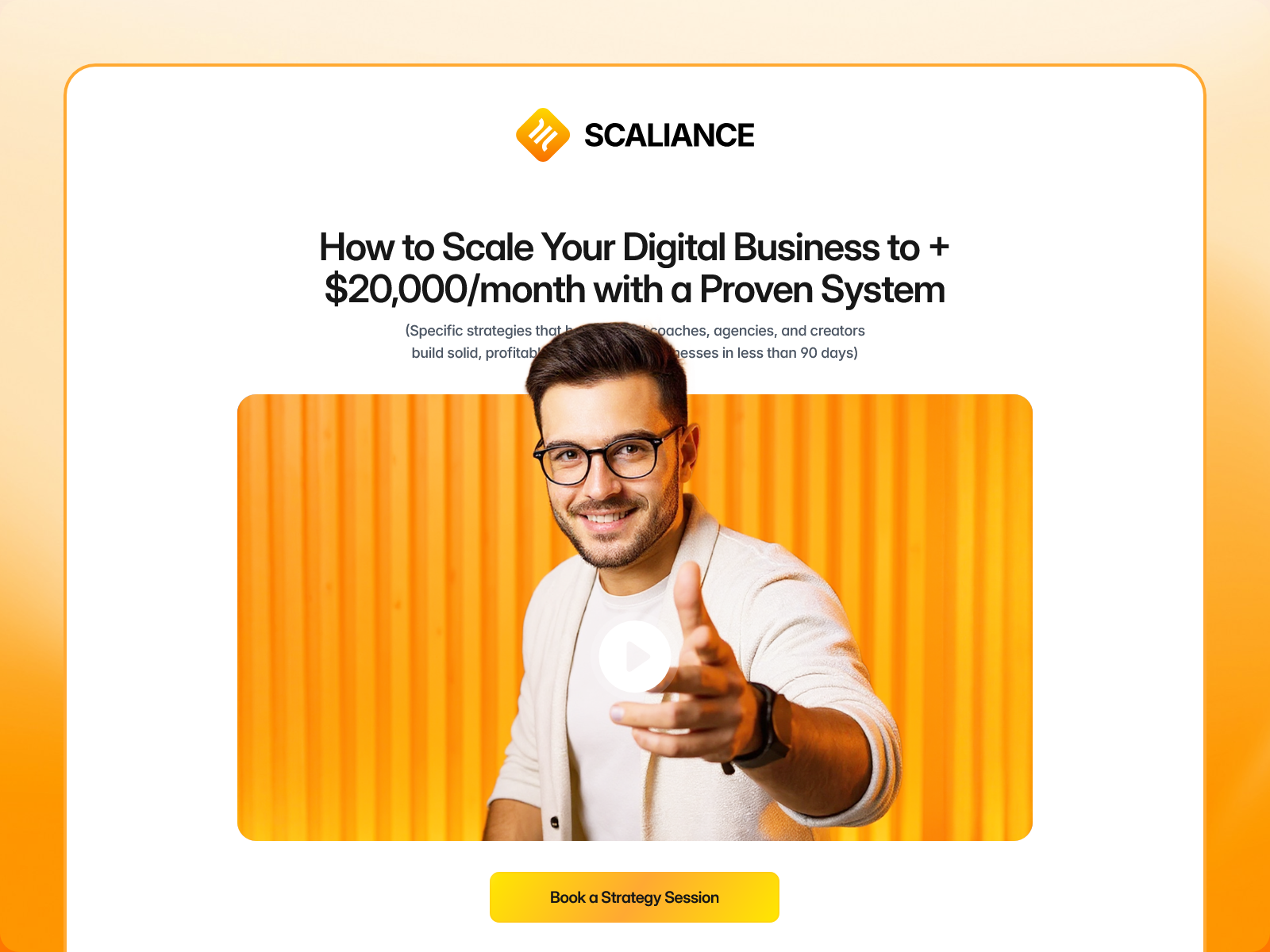 Landing Page Design ✦ Scaliance framer landing page vsl web design