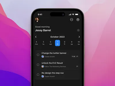 To Do List App For iOS app concept dailyui dark dark mode design growth interface ios ios16 iphone minimal mobile modern todo todo list ui ui design uidesign ux