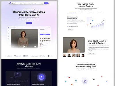 AI Video Generator Website: Interactive Content Creation ai ai generator ai media generator ai video ai video generator ai video media ai video platform dashboard dubbing dvdsvc editor generator landing page marketing media editor product design saas saas landing page video editor web design