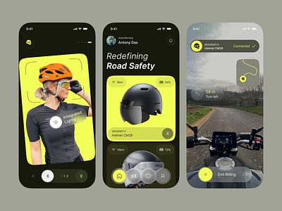 AI Smart Helmet Mobile App – Safety Meets Innovation ai ai app app app design artificial intelligence biker ecommerce helmet mobile mobile app motorcycle product design ride rideshare saas smart app sport sport e commerce ui ux