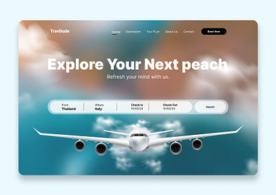 Modern Flight Booking Travel Website Landing Page Design website concept