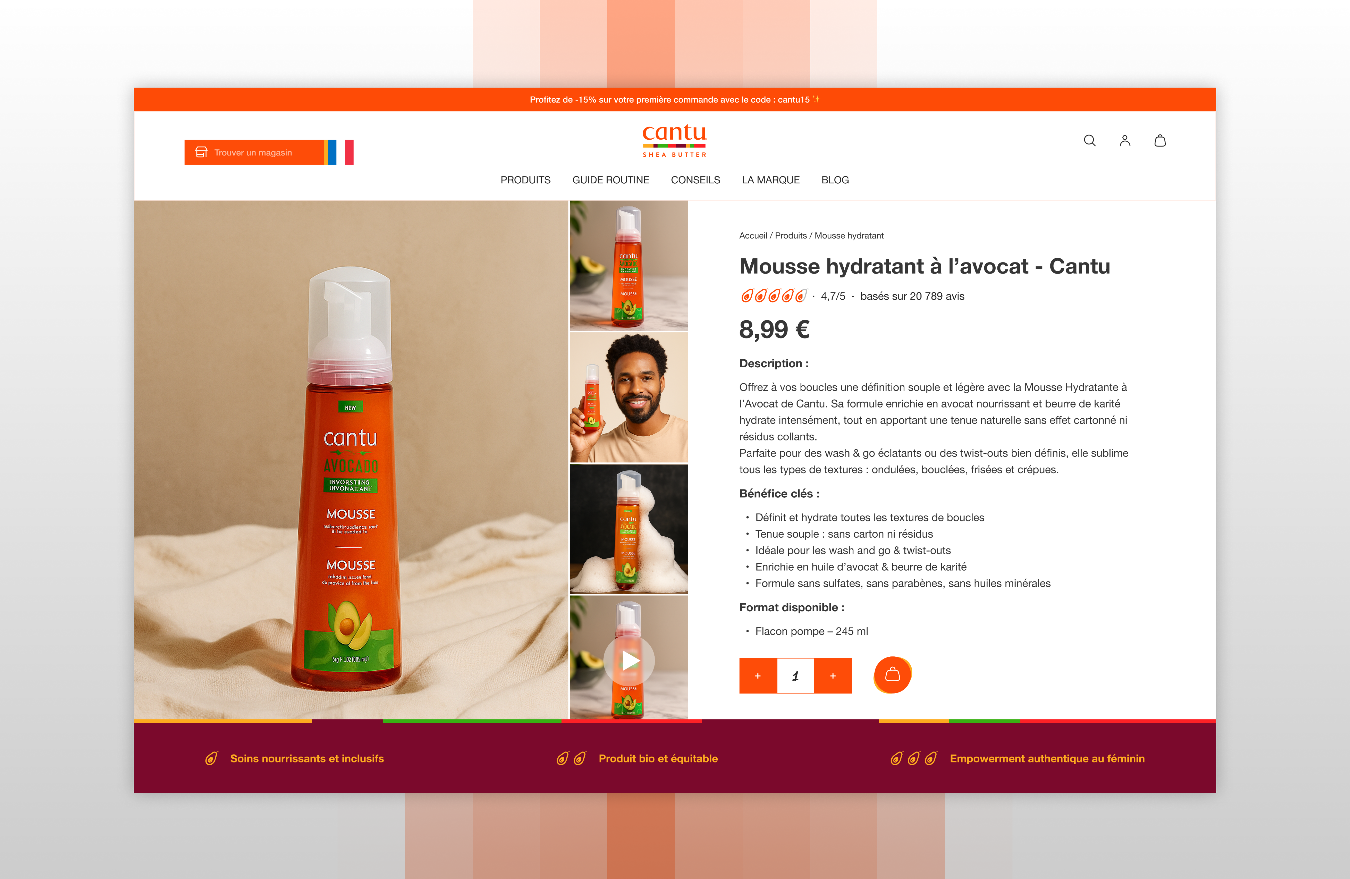 Cantu - Website e-commerce Redisign ✨ beauty branding cantu conception dinterface créativité design e commerce figma identité visuelle illustration orange product design redisign shopping skin care ui ux ux research website