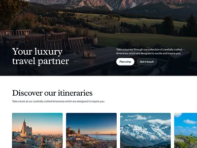 Luxury Travel Landing Page Design branding design figma framer illustration itineraries landing page luxury travel travel travel brand design ui uiux web design website design