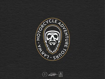 Lakwa Motorcycle Badge Logo adventure tour badge biker brand design brand identity branding branding design character emblem hand drawn head identity design illustration logo logo design motorcycle skeleton skull vintage visual identity