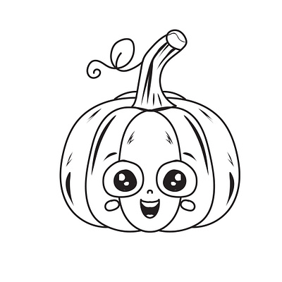 Halloween pumpkin kids cute vector art illustration horizontal