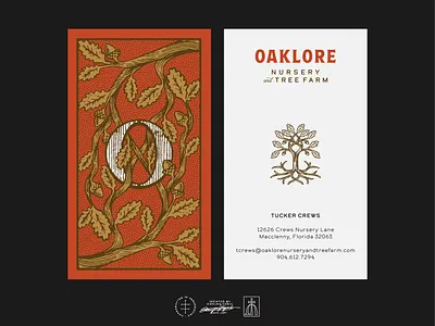 Oaklore Nursery & Tree Farm Business Cards brand design brand identity branding branding design business card business cards business stationery hand drawn identity design illustration logo logo design monogram retro stationary stationery stationery design tree vintage visual identity