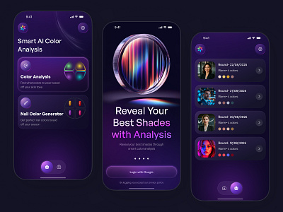 Onboarding Screens — AI Color Analysis App ai app ai color ai color analysis ai color picker app app design color analysis color app color detective mobile mobile app onboarding onboarding screens splashscreen welcome screen