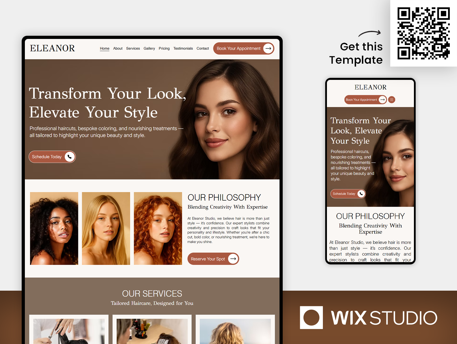 Example of Hair Salon - Wix Studio Website Template