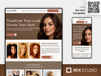 Hair Salon - Wix Studio Website Template beautiful website beauty studio hair treatment haircut styles hairdresser hairdressers hairstyle luxury hair salon template website website template wix wix studio wix studio website wix studio website template