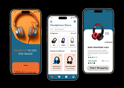 🎧 Headphone Store – Mobile App UI appdesign appui branding dailyui dribbble ecommerceapp interactiondesign minimaldesign mobileappdesign productdesign shoppingapp ui uidesign uxuidesign visualdesign
