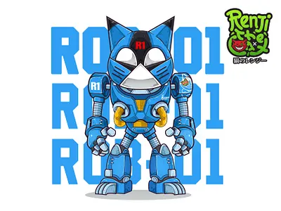 ROB-01 anime cartoon cat catrobot character cyborg future japanrobot mecha robot vector