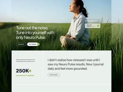 NeuroPulse Landing Page design brain branding design figma framer illustration landing page mental wellness neuro pulse tech ui uiux web design website design