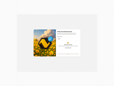 Verify business account app dashboard design ui uiux
