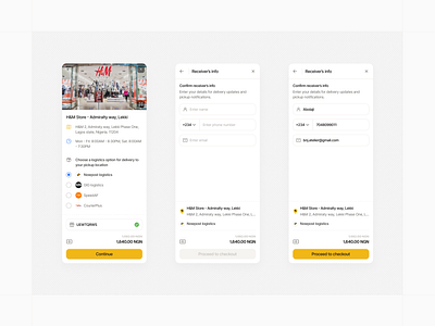 Receiver's info app delivery app design order pickup ui uiux