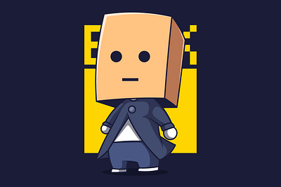 Box-Head Character in Dark Outfit 3d animation branding graphic design logo motion graphics ui