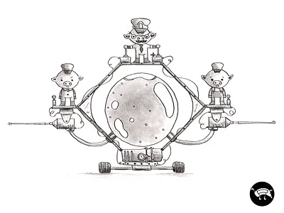 Happy as a pig in mud. character character design cleaning fantasy hand drawn handmade illustration inks pencildog pigs water watercolors