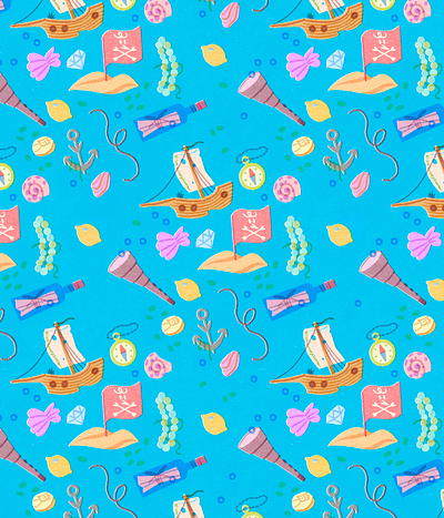 [Day 15+16 = Pirate] art artwork branding design doodle drawing flag illust illustration ipad lemon ocean pattern photoshop pirate procreate riso ship treasure tweetyheather