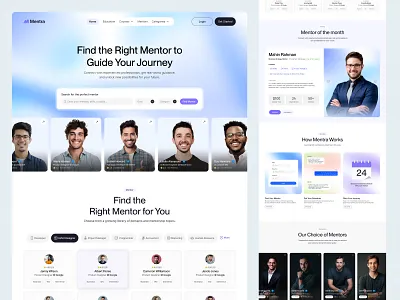 "Smart Mentor Finder – User-Friendly Website Design" cleanui dribbble dribbbledesign educationdesign figma gradientdesign learningplatform mentorship productdesign ui uidesign uiux ux ux design webdesign website