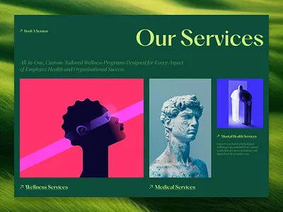 Our service section for wellness service provider website design grid landing layout page phychologist platform service ui ui ux ux wellness
