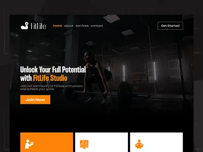 FitLife Landing Page – Bold & Modern Fitness Website UI app app design design fitness gym landing page ui web design website website design