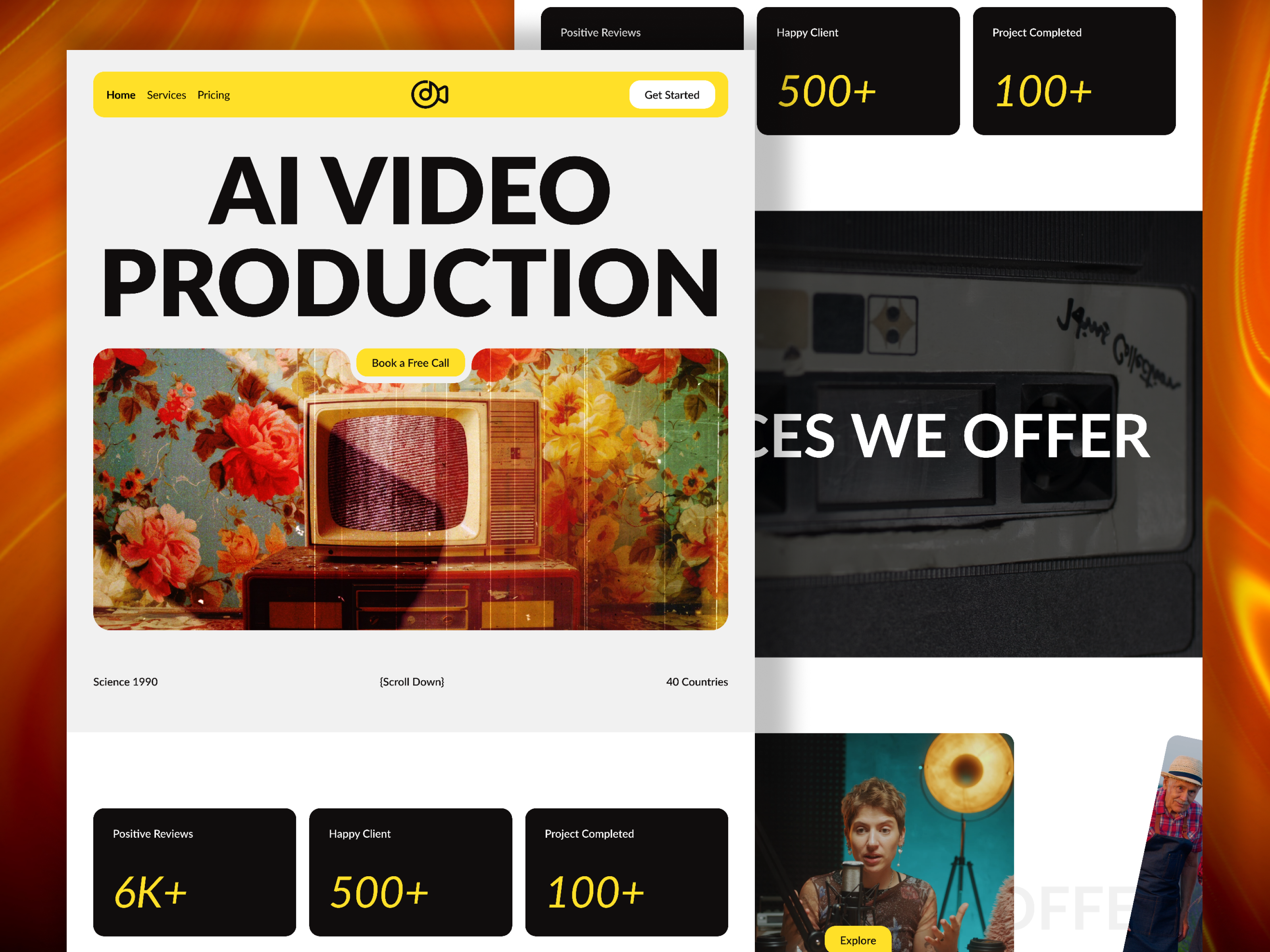 Scene: AI-Powered Video Agency Website agency agencylandingpage ai aiagency clean design digitalagency homepage landing page retro ui uidesign video web website