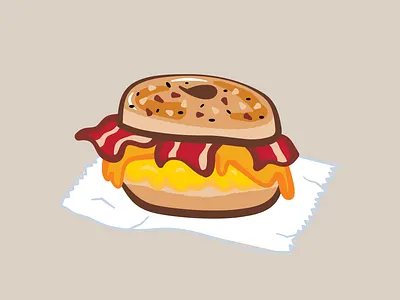 Bacon, Egg, & Cheese on an Everything Bagel bacon egg and cheese bagel branding design everything bagel graphic design illustration logo mascot new york vector