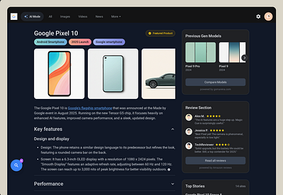 Google Search 'Featured Product' Concept UI. in Progress design ui ux