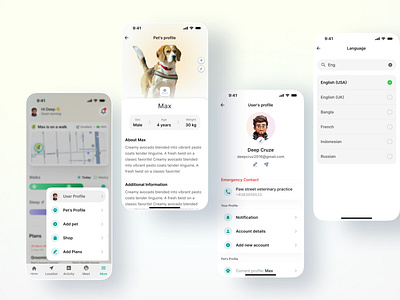 Paw track -v5 (User and User's pet profile) cat food dog app dog food gps device gps tracker minimal app ui pet app pet feature pet finder pet tracker pet tracker app tracktive user profile