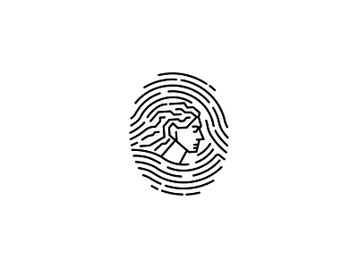 Modern Fingerprint girl logo cyber ethical fingerprint icon logo minimalist modern people protection startup tech unique logo women