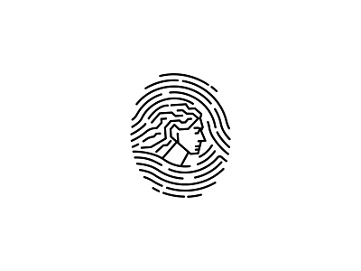 Modern Fingerprint girl logo cyber ethical fingerprint icon logo minimalist modern people protection startup tech unique logo women