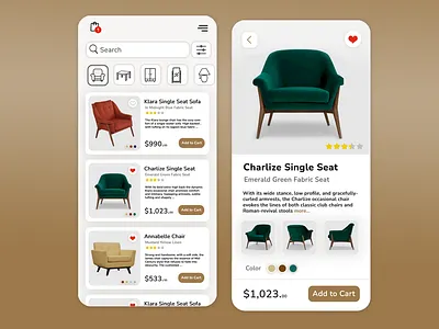 Furniture App - 2020 adobe xd app design photoshop ui ux