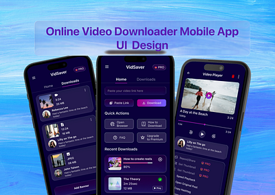 Video Downloader Mobile App Dark Mode UI Design branding dark mode app ui figma mobile app design mobile app ui ux ui uiux video downloader app