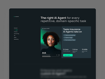 Explore Agents section closeup 913 ai ai agents avatar dark explore layout minimalist typeface ui web web design web section wegrow
