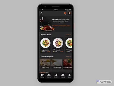 Hermes Restaurant App - 2021 adobe xd design photoshop prototype ui ux