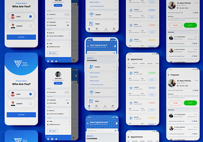 Find Your Expert – Mobile App UI/UX Design | Appointment Booking appointmentbookingapp appui cleanui doctorapp dribbbleshots healthcareapp hireme landing page lawyerapp mobileappdesign mobileappui moderndesign salonapp servicebookingapp uidesign uiuxdesign uxdesign