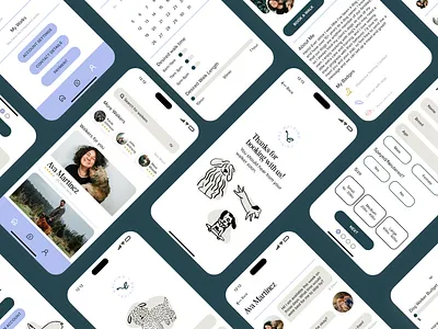 Embark - Dog Walking App app case study app design branding color design dog illustration dog walking app graphic design illustration marketing minimalistic mobile design product design screen design screens ui user experience design user interface design ux uxui