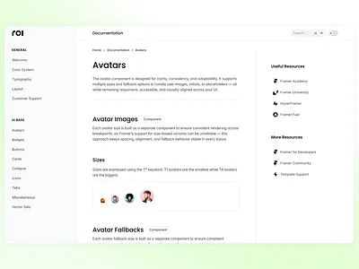 Documentation Layout design system documentation